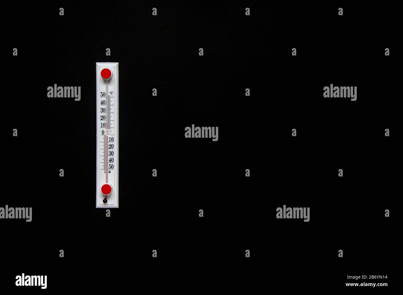 The temperature of the air temperature is on a black background Stock Photo