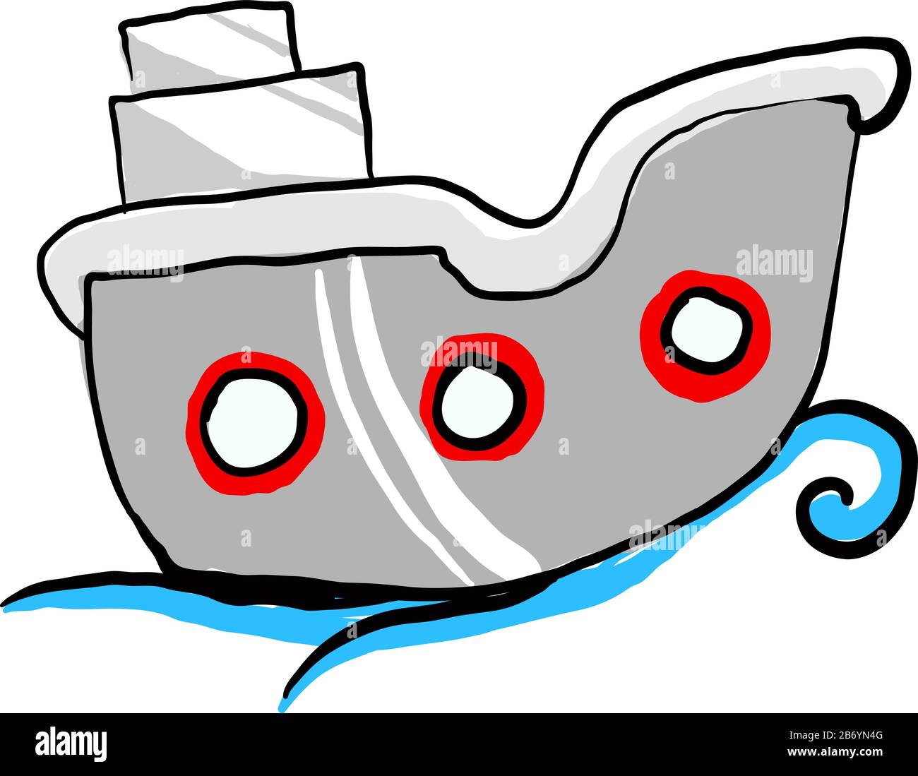 Grey boat, illustration, vector on white background. Stock Vector