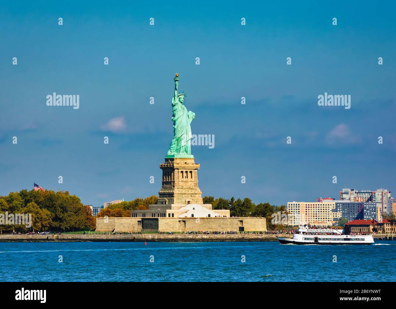 Statue of Liberty on Liberty Island, New York, New York State, United States of America.  The 151 feet or 46 meter high statue was a gift to the USA f Stock Photo
