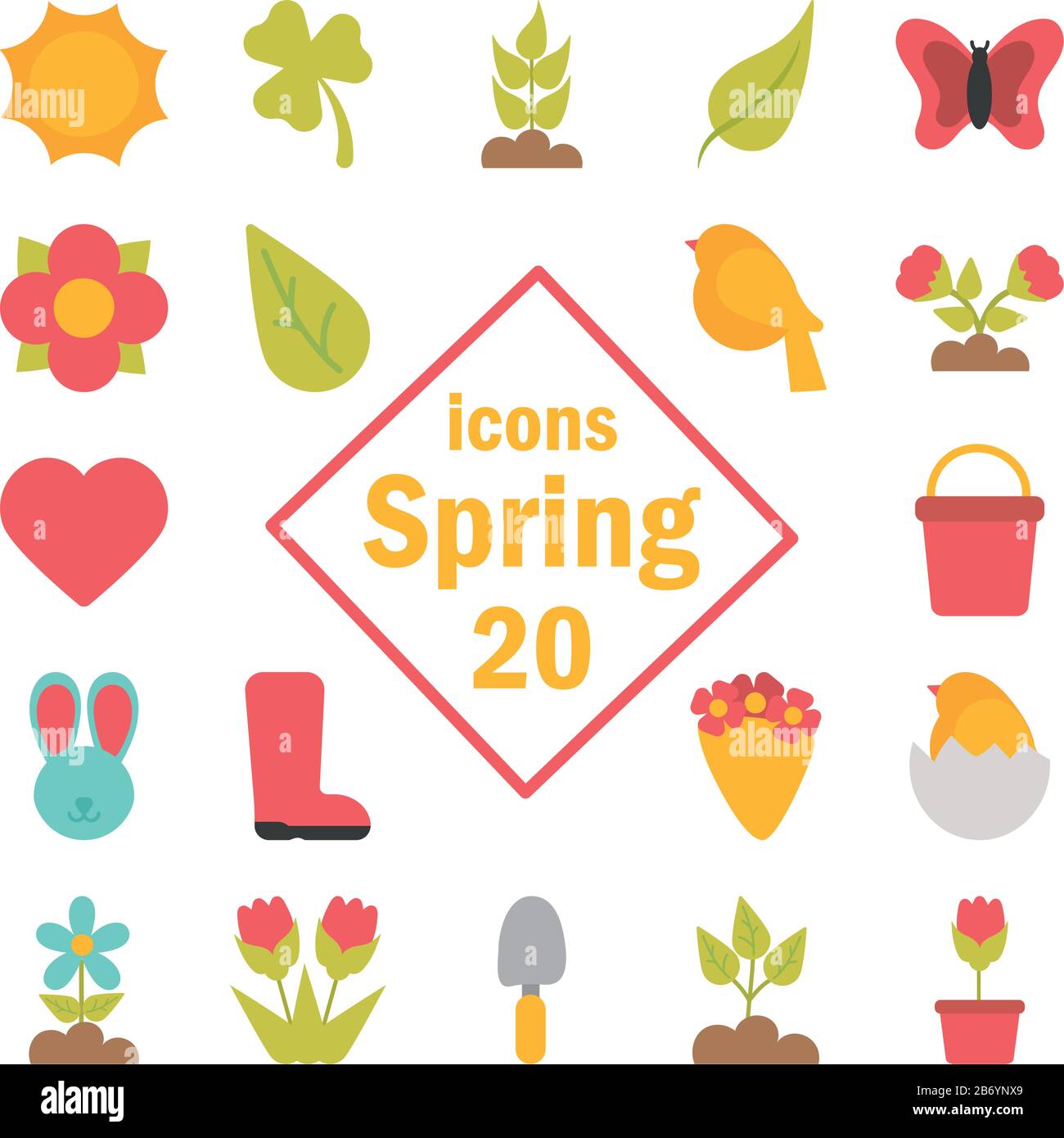 set of spring icons on white background vector illustration design ...