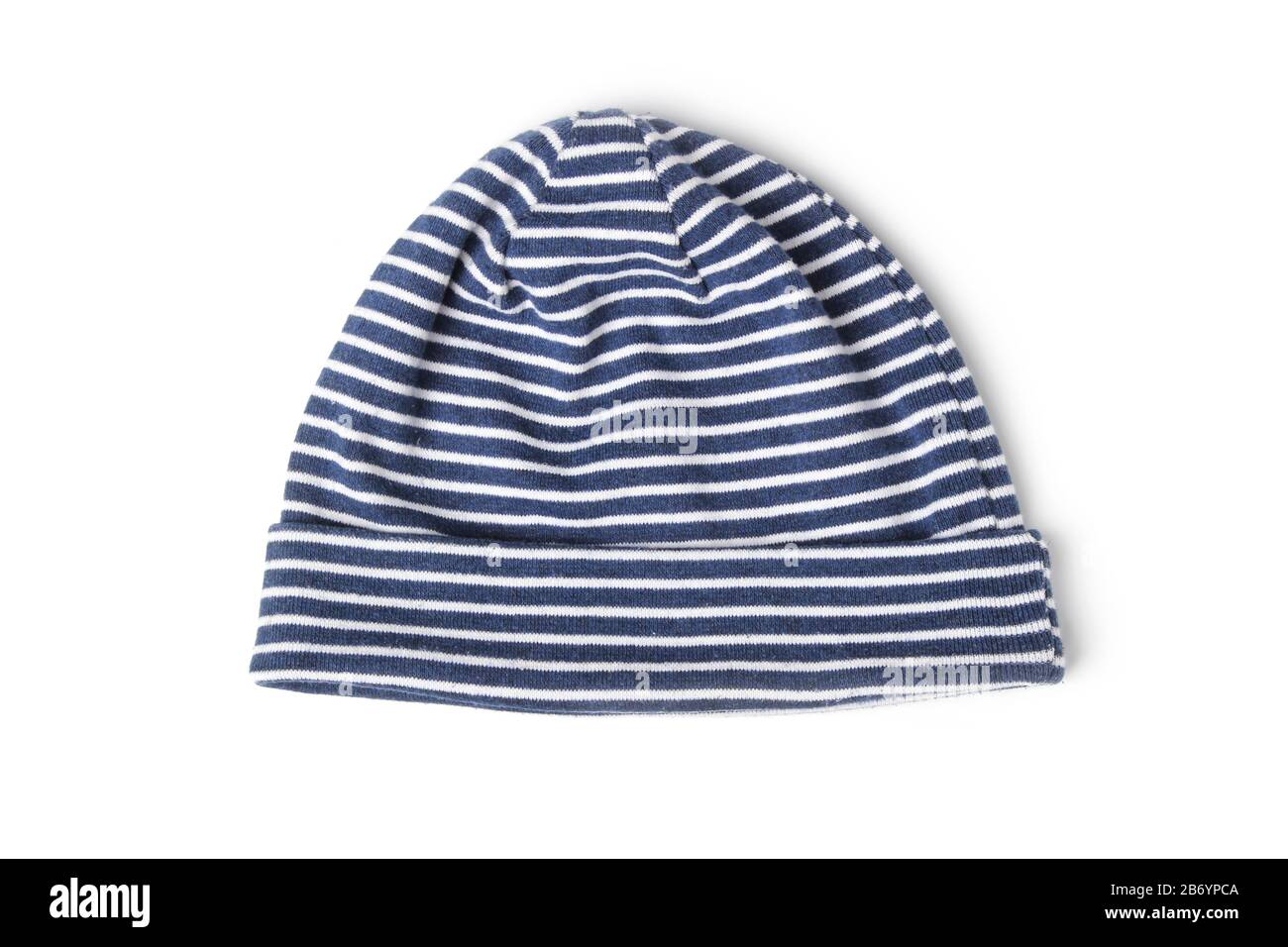 Striped knitted hat isolated on white Stock Photo