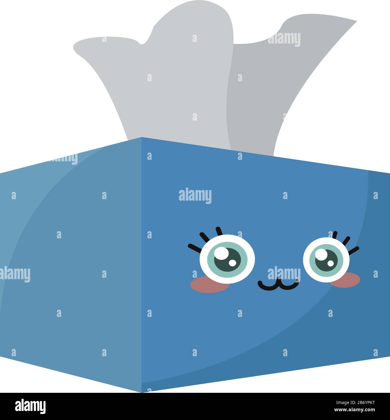 Blue box with napkins, illustration, vector on white background. Stock Vector