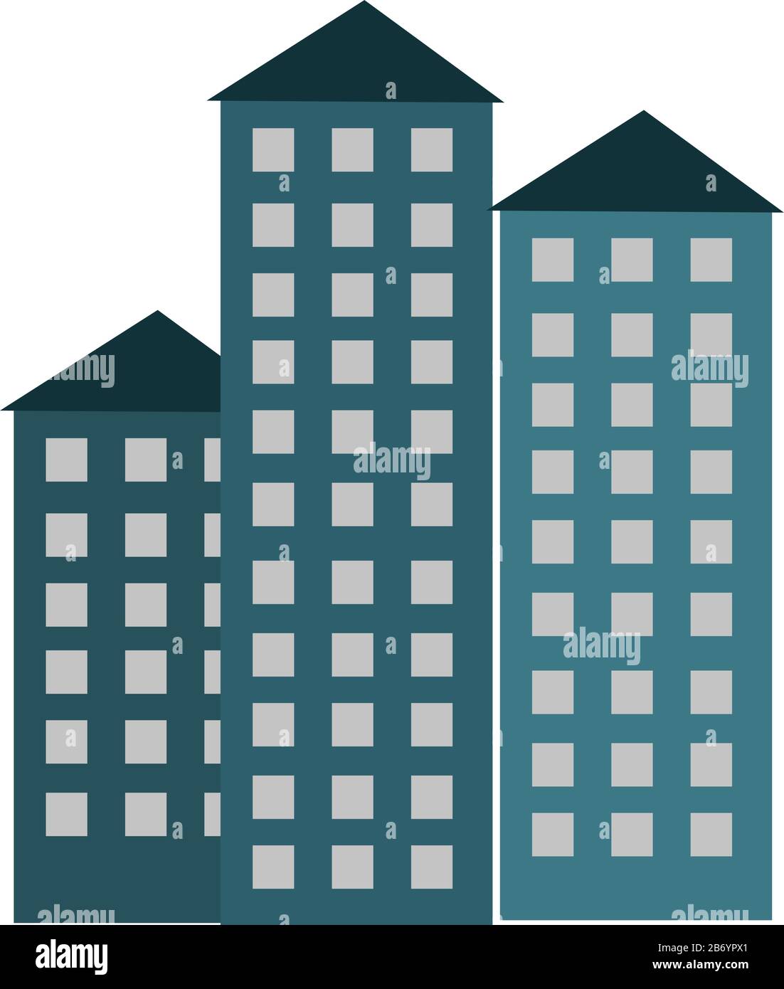 Tall buildings in town, illustration, vector on white background. Stock Vector