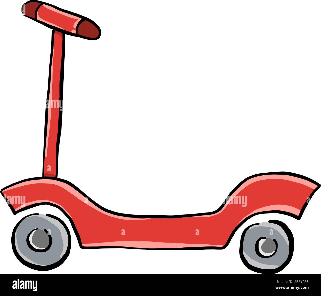 Red scooter, illustration, vector on white background. Stock Vector