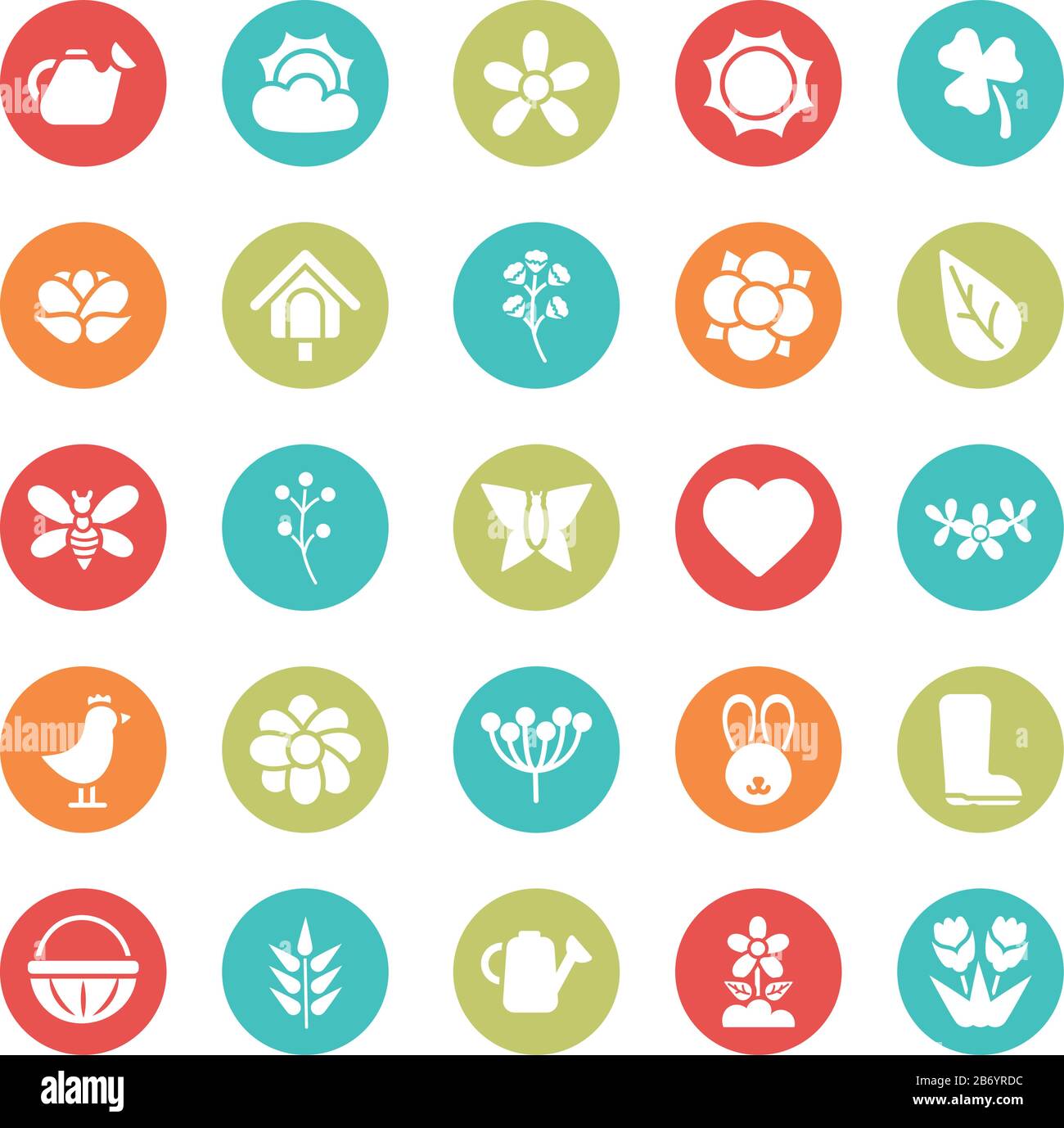 set of spring icons , block and flat style icon vector illustration ...