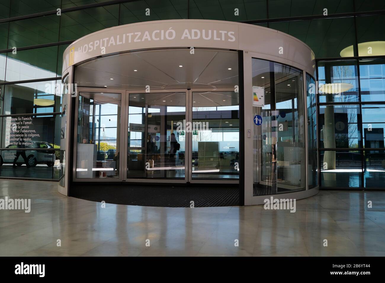 12 March 2020 Spain Palma De Mallorca One Entrance To The Son Espases University Hospital In Palma For The First Time A Person Infected With The Coronavirus Sars Cov 2 Has Died On Mallorca