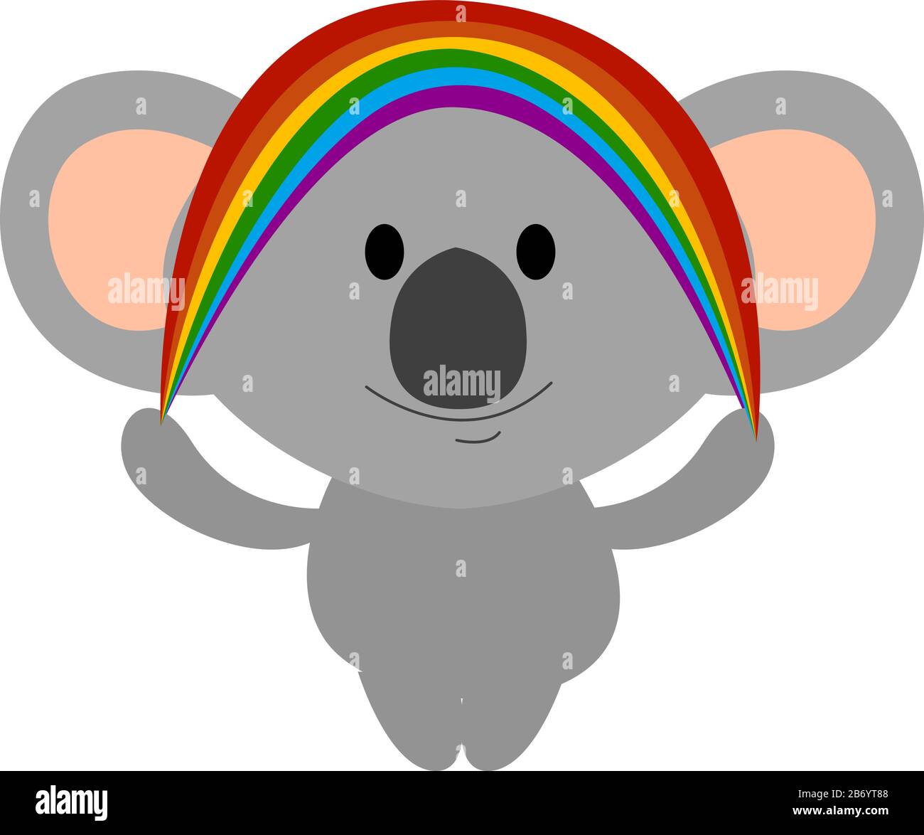 Koala with rainbow, illustration, vector on white background Stock