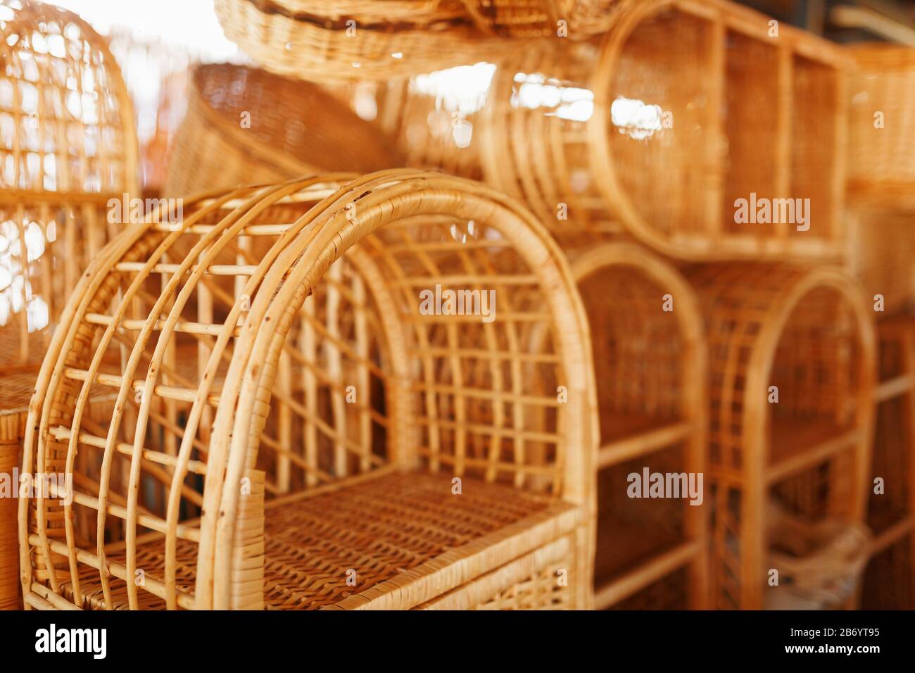 Handmade wicker furniture, products and souvenirs at the street craft