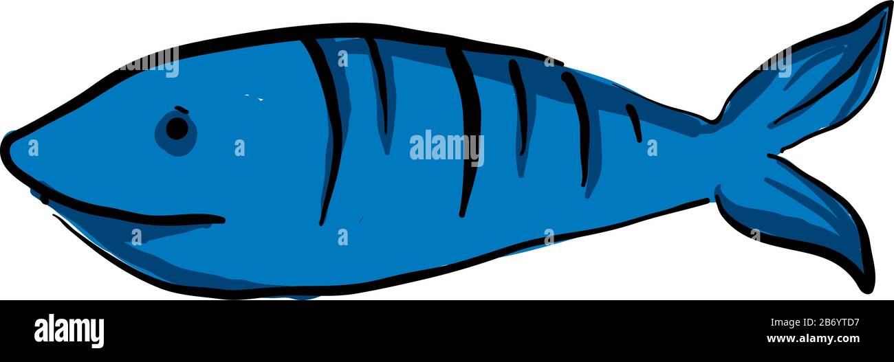 Blue fish, illustration, vector on white background Stock Vector Image ...