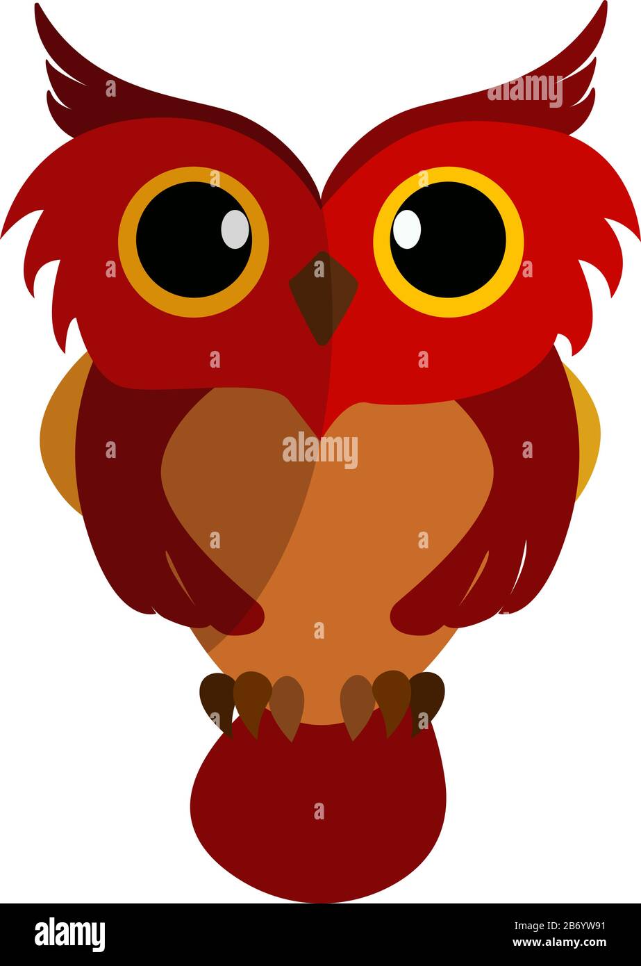 Red owl, illustration, vector on white background. Stock Vector