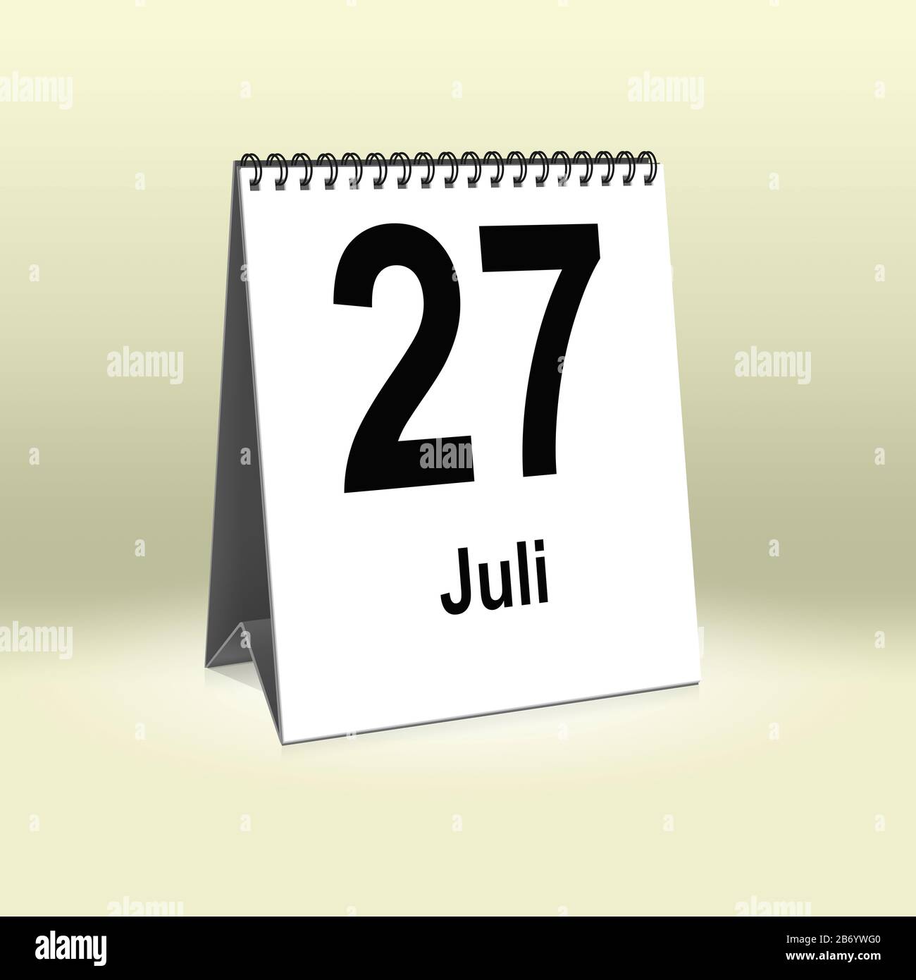 A calendar in German language shows July 27th | Ein Kalender für den Schreibtisch zeigt den 27. Juli Stock Photo