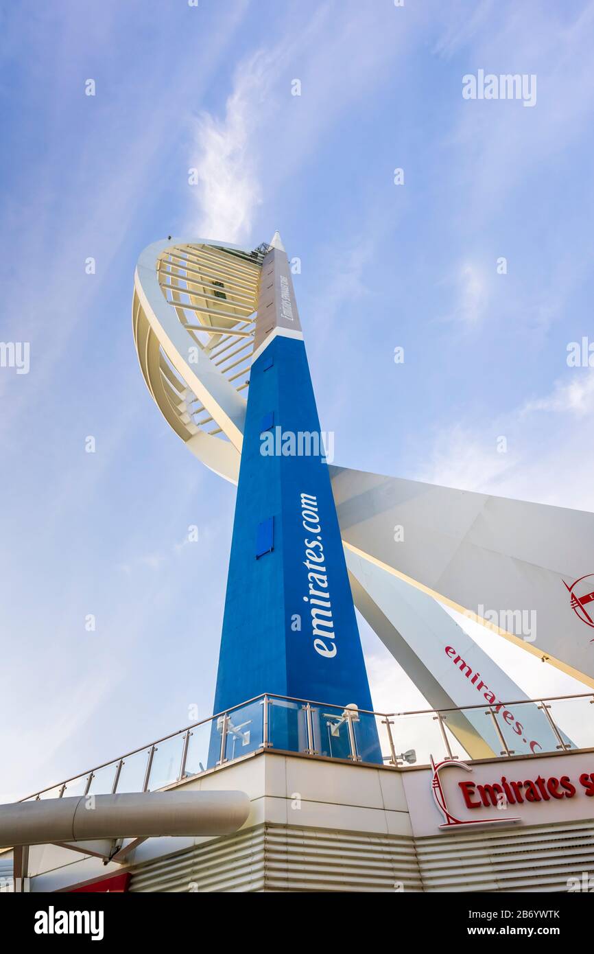 Emirates Spinnaker Tower, a landmark observation tower on the coast at Gunwharf Quays shopping centre, Portsmouth Harbour, Hampshire, southern England Stock Photo