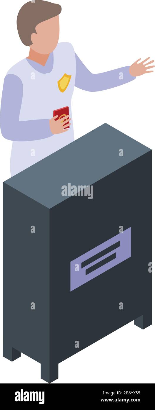 Police passport control icon, isometric style Stock Vector