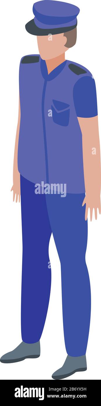 Policeman passport control icon, isometric style Stock Vector