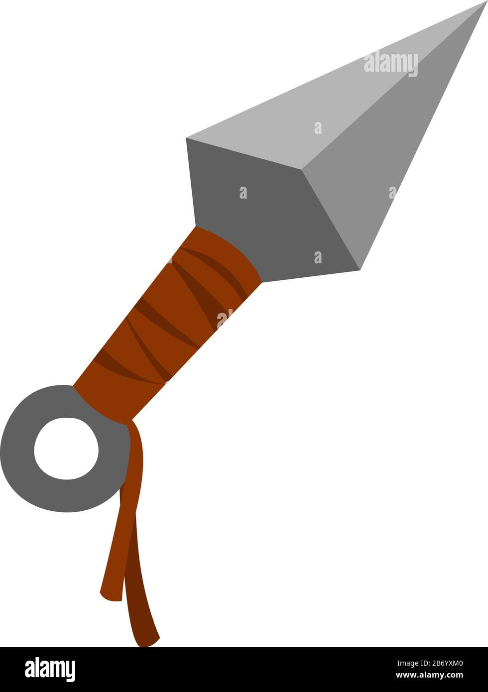 Kunai weapon, illustration, vector on white background. Stock Vector