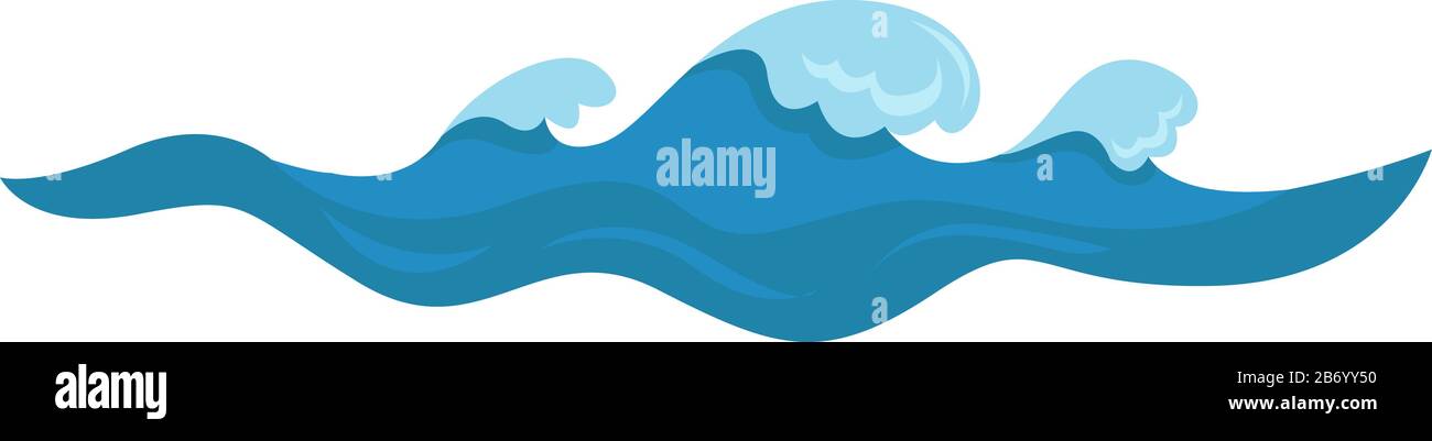Blue waves, illustration, vector on white background. Stock Vector