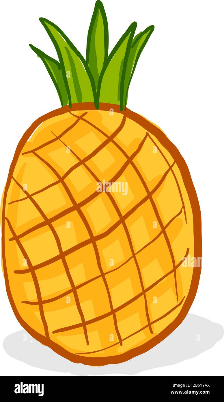 Fresh pineapple, illustration, vector on white background Stock Vector ...