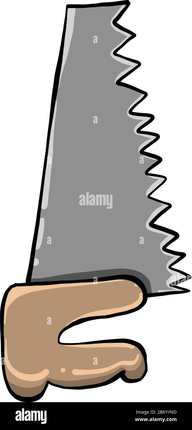 Small hand saw, illustration, vector on white background. Stock Vector