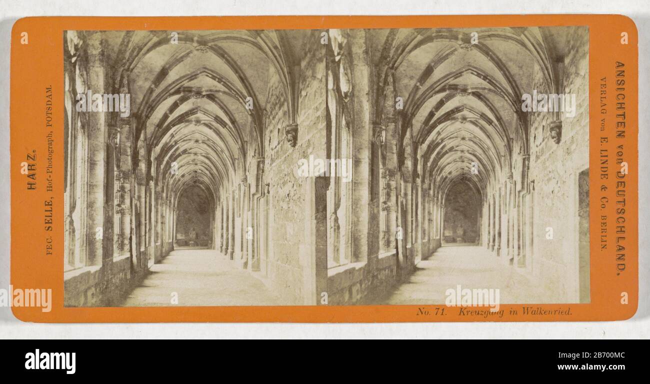 Cloister in the Cistercian WalkenriedKreuzgang in Walkenried (title object) Ansichten von Deutschland / Harz (series title object) Property Type: Stereo picture Item number: RP-F F13451 Inscriptions / Brands: number, recto, printed: "No. . 71.'opschrift, recto, printed: "Hof-Photograph, Potsdam.' Manufacturer : Photographer: Hermann Selle (listed building) Publisher: E. Linde & Co (listed property) Place manufacture: Photographer: Walkenried Publisher: Berlin Date: 1868 - 1890 Material: cardboard paper Technique: albumen print dimensions: secondary medium: h 87 mm × W 177 mm Subject: cloisters Stock Photo