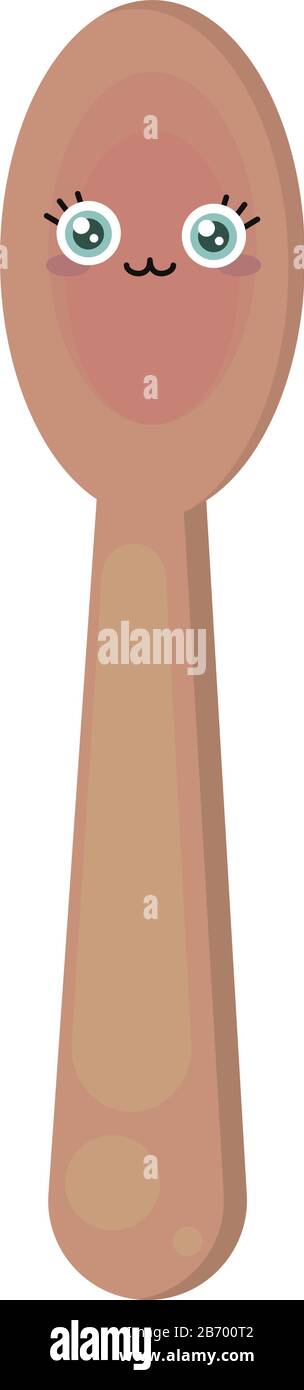 Wooden spoon, illustration, vector on white background. Stock Vector
