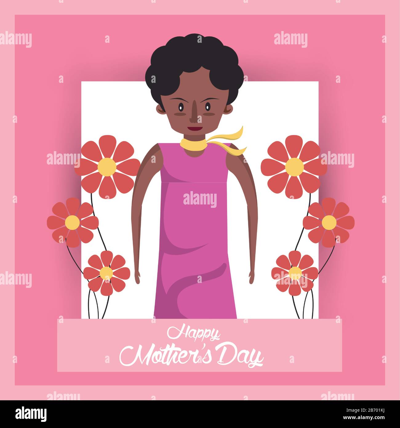 happy mothers day card with afro mother character Stock Vector Image ...