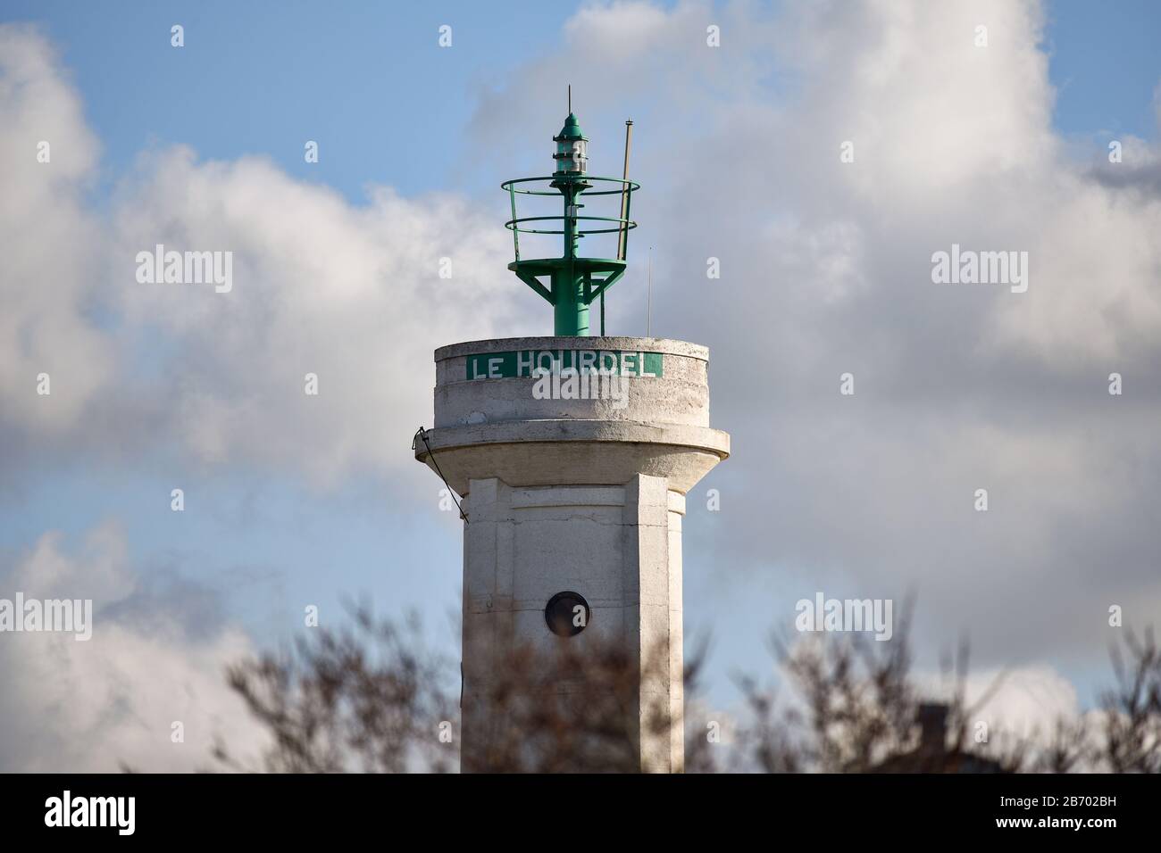 Lighthouse of le hourdel in the bay of Somme, Cayeux-sur-mer, France. Stock Photo
