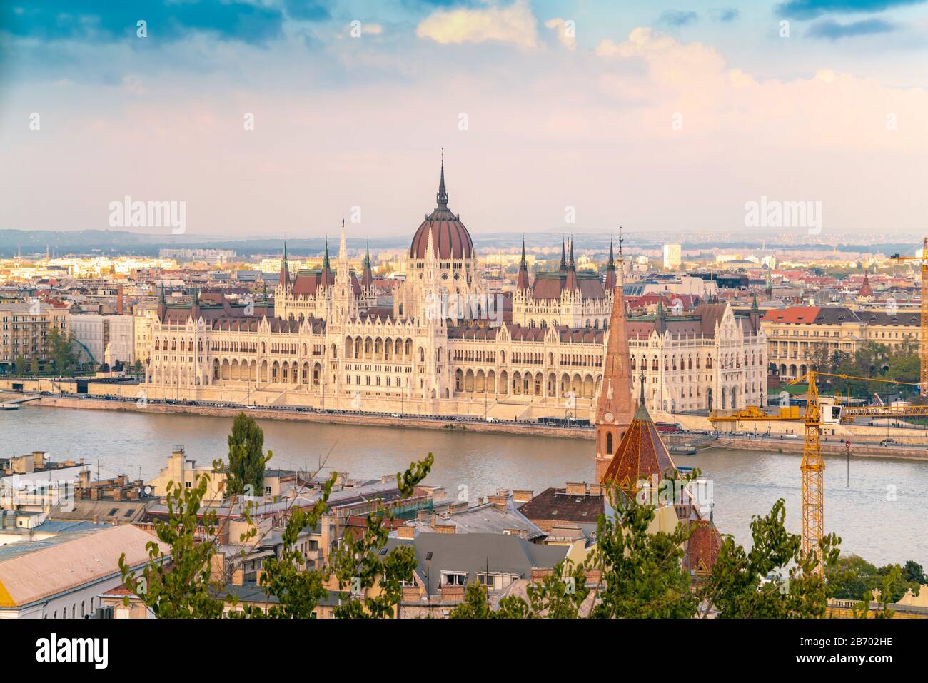 The Parliament's Palace and danube seen from Fisherman's bastion Stock Photo
