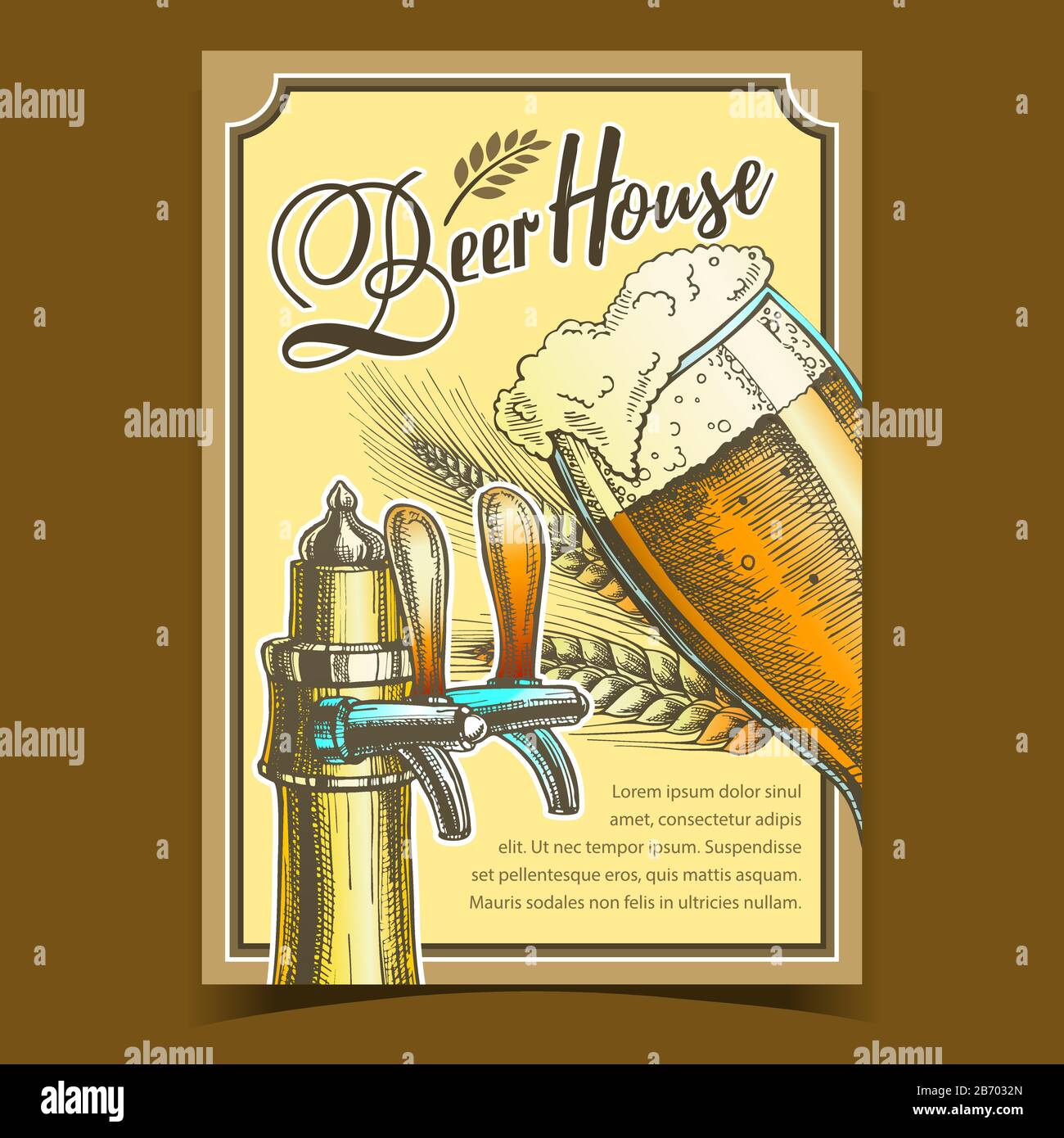 Beer House Freshness Drink Advertise Poster Vector Stock Vector Image