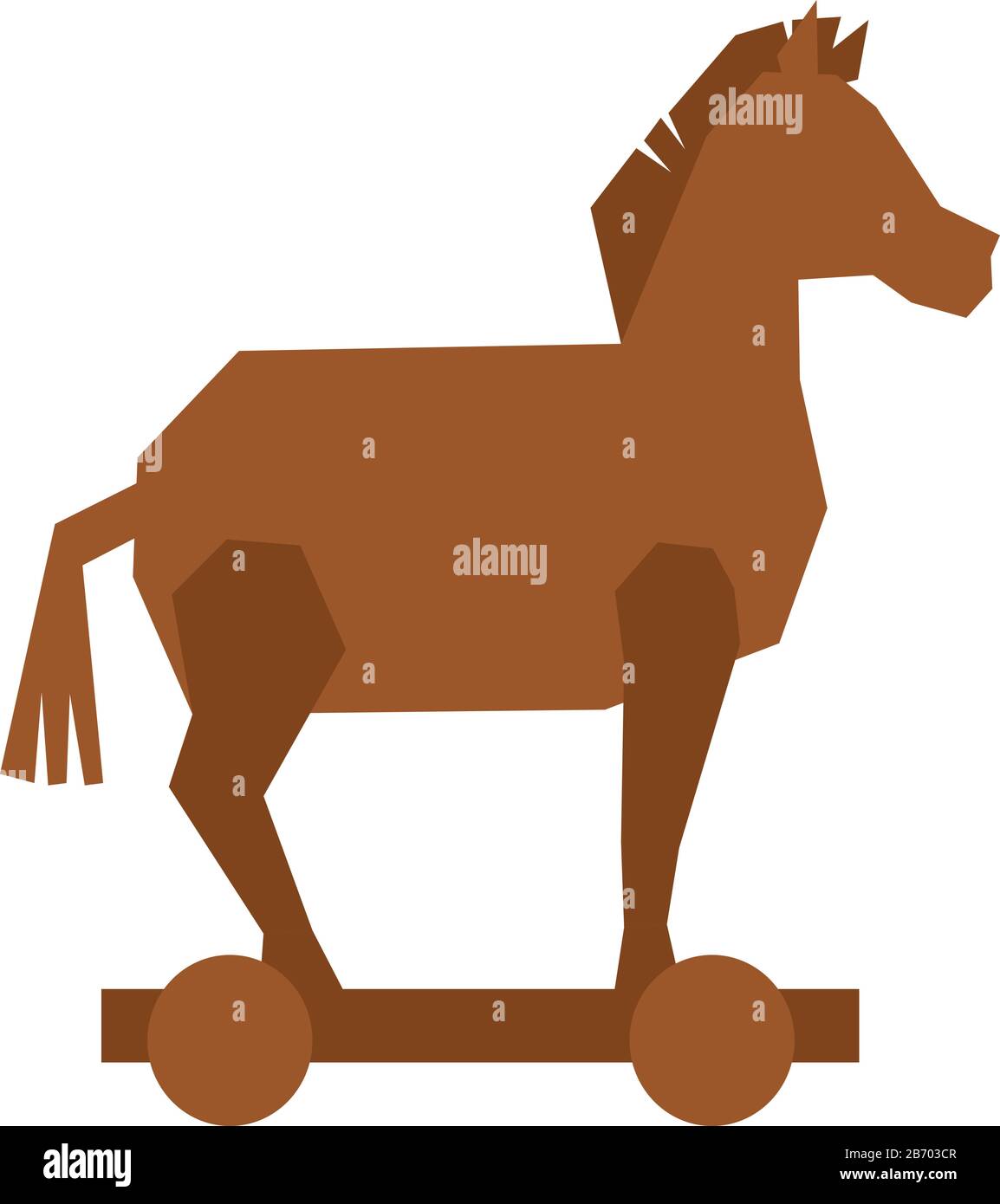 Wooden trojan horse, illustration, vector on white background Stock