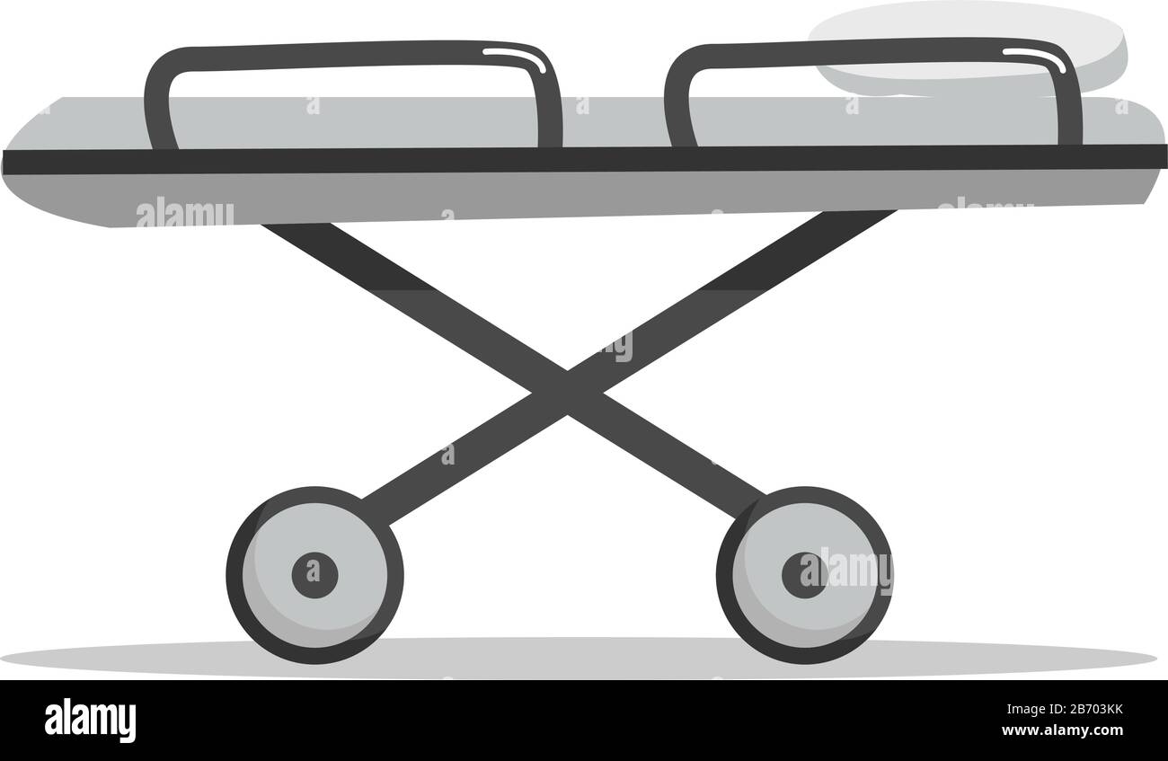 Stretcher bed, illustration, vector on white background. Stock Vector