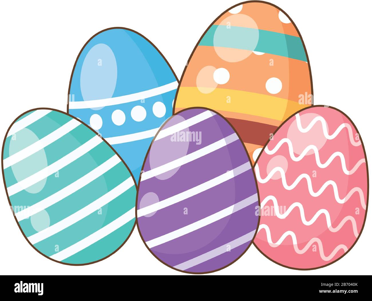 eggs painted easter decoration icons Stock Vector