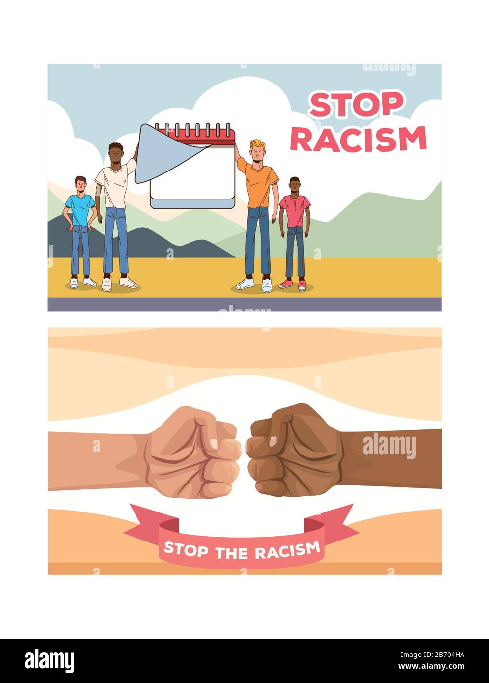 Stopping Racism group of interracial men stop racism campaign Stock Vector Image & Art ...