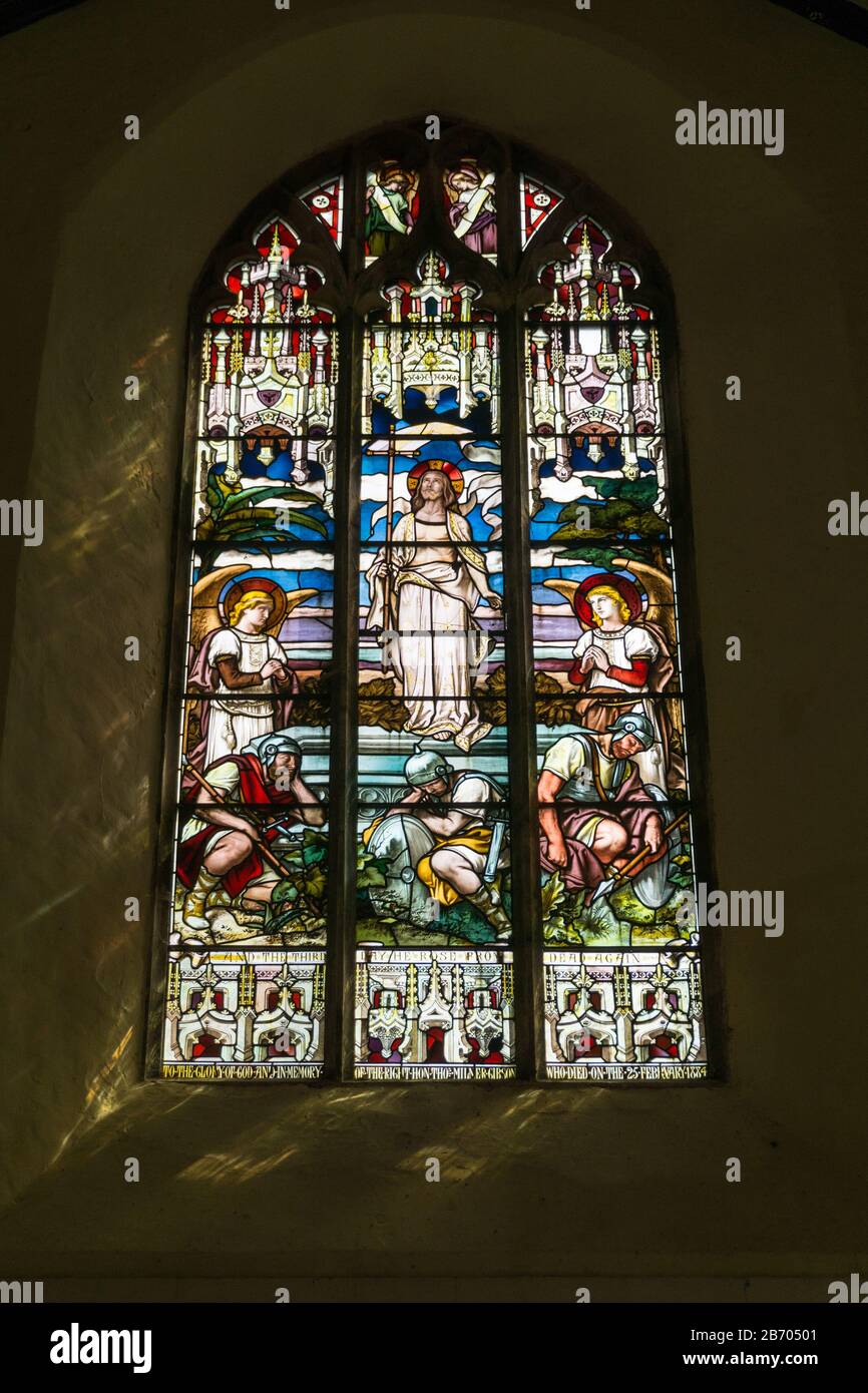 Stained glass window in the village church of St Peter, Theberton