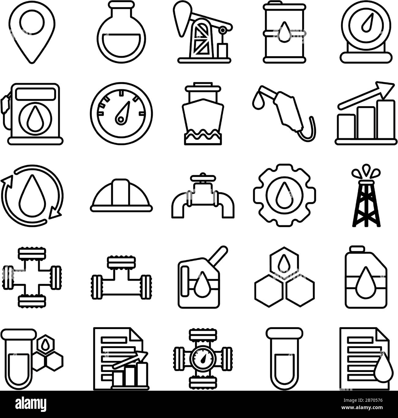 set of icons oil , line style icon vector illustration design Stock ...