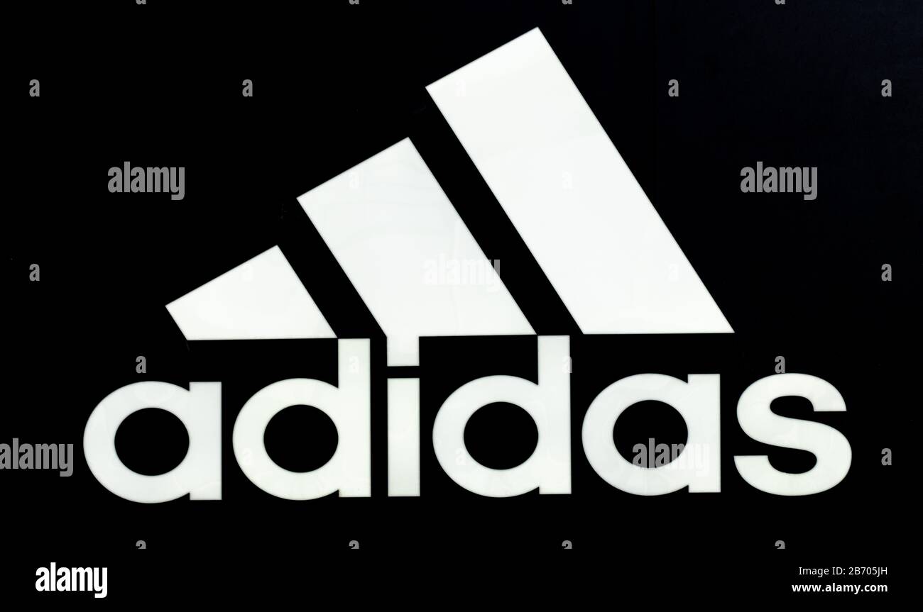 Frankfurt,Germany, 03/01/2020: Logo of Adidas. Adidas AG is a multinational corporation, founded and headquartered Stock - Alamy