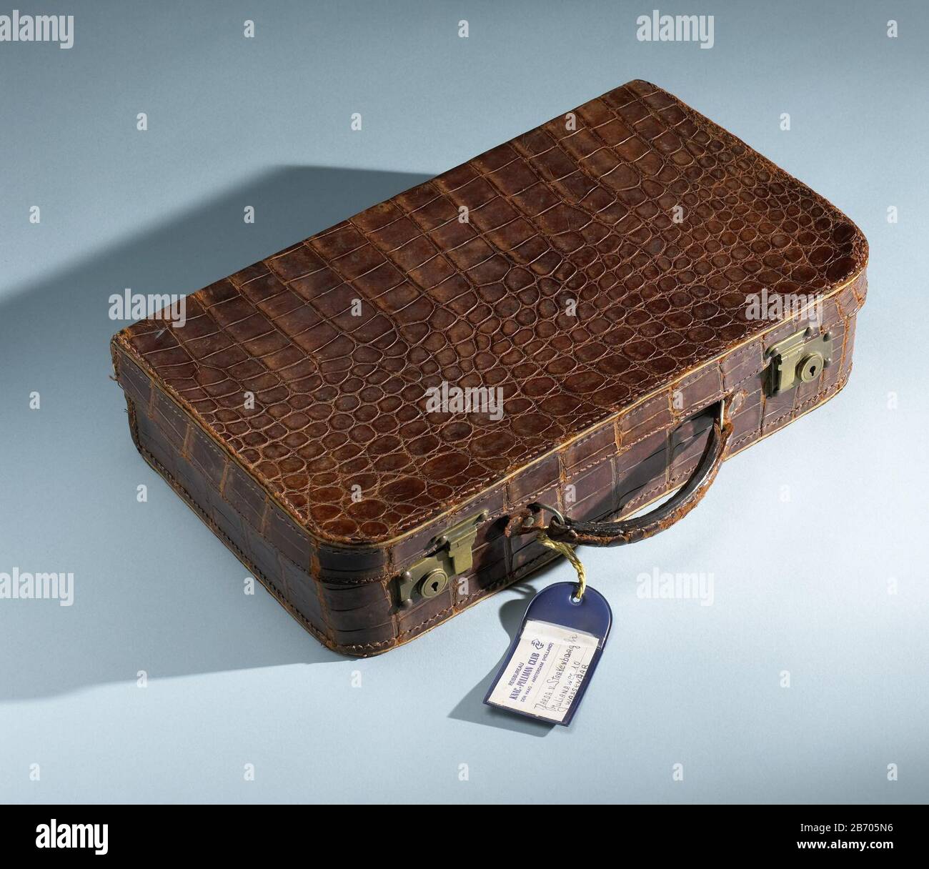 Brown Briefcase with crocodile dressed textured material. Suitcase Stock  Photo - Alamy