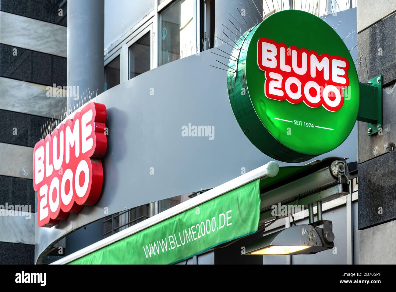 Frankfurt,Germany, 03/01/2020: Logo of Blume 2000. Blume 2000 Blumen-Handelsgesellschaft mbH is a German company based in Norderstedt that trades in f Stock Photo