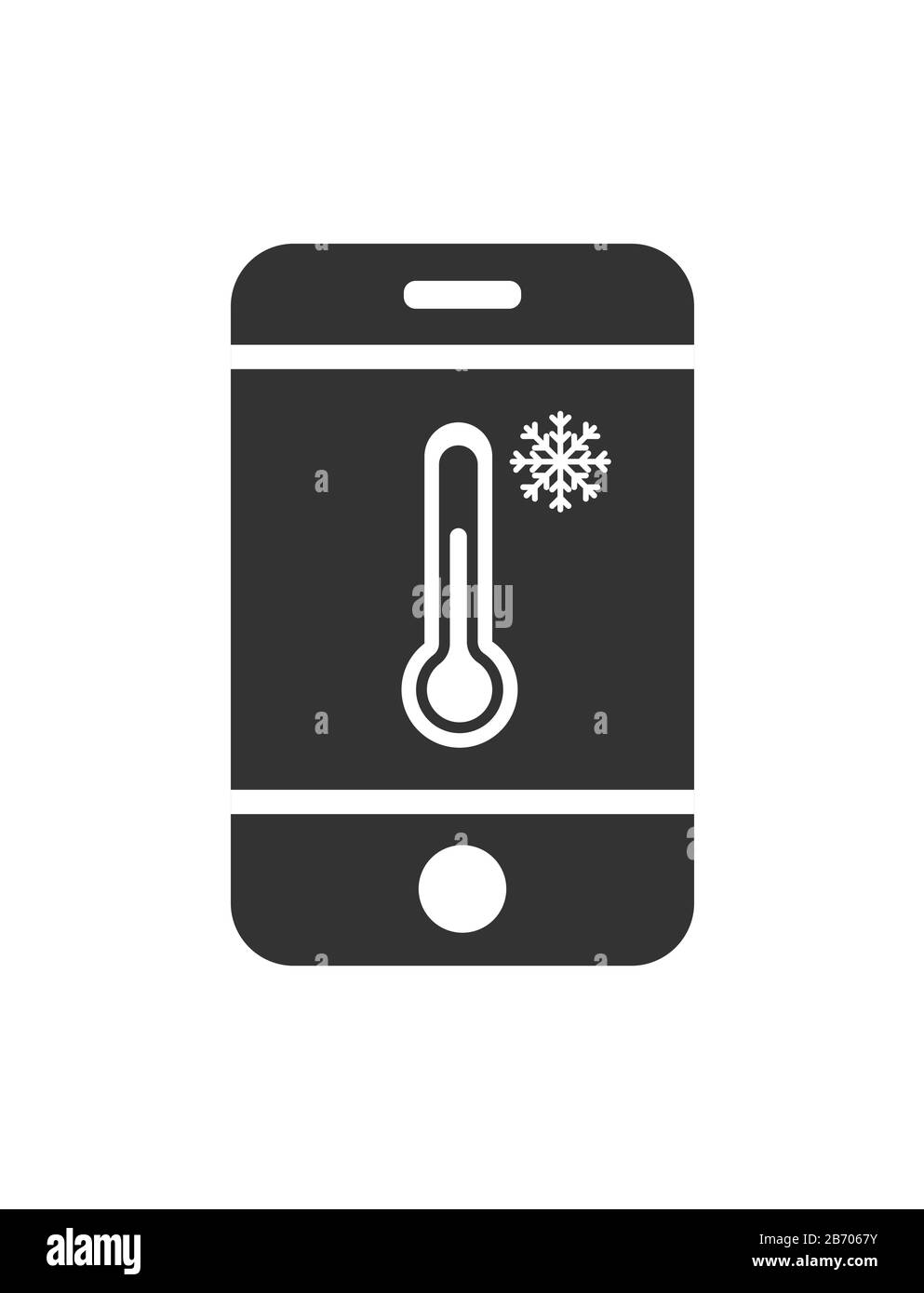 Vector icon mobile phone with the temperature sensor and the icon to a ...