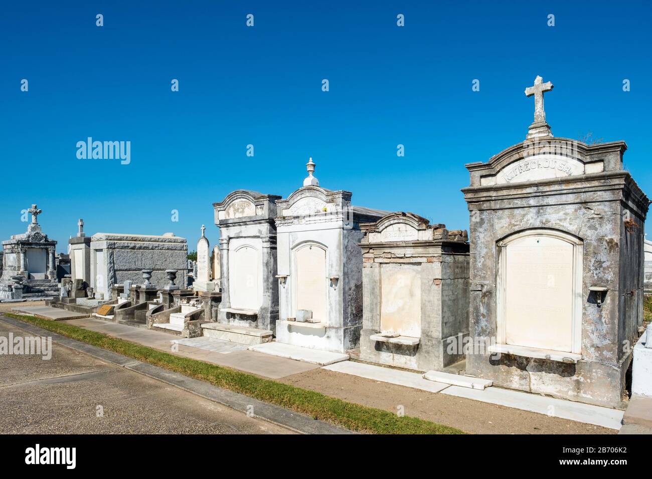 United States, Louisiana, New Orleans. Historic above-ground graves in ...