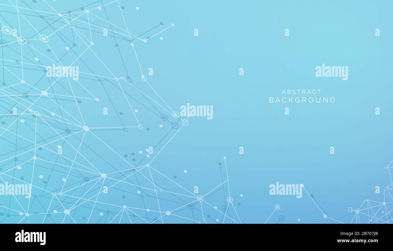 Abstract geometric network communication on blue gradient background. Stock Vector
