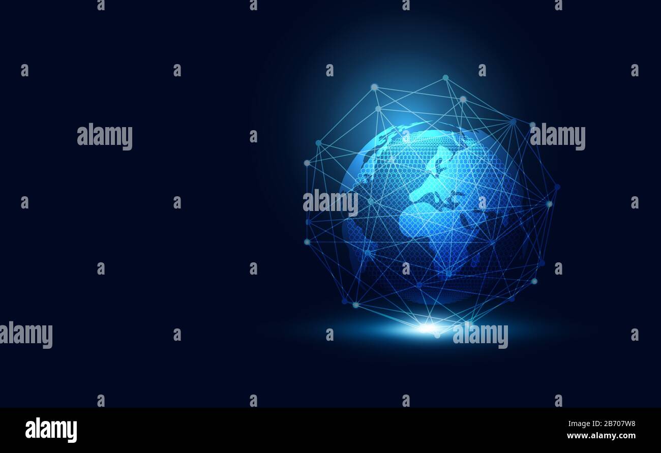abstract technology concept global network Wave flow connection ...