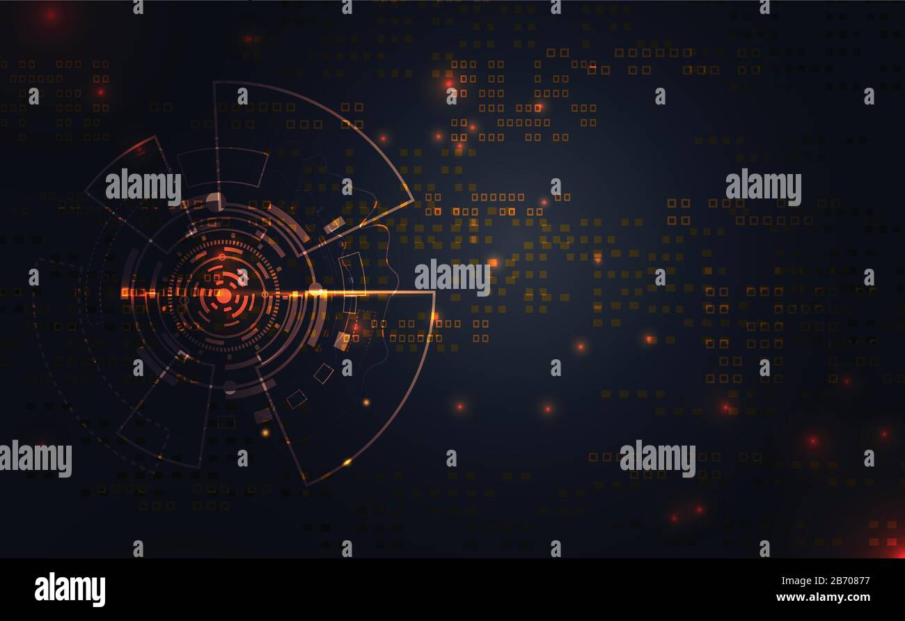 Modern abstract circle communication  connection technology gold line premium and graphic design. on hi tech future blue background network. Stock Vector