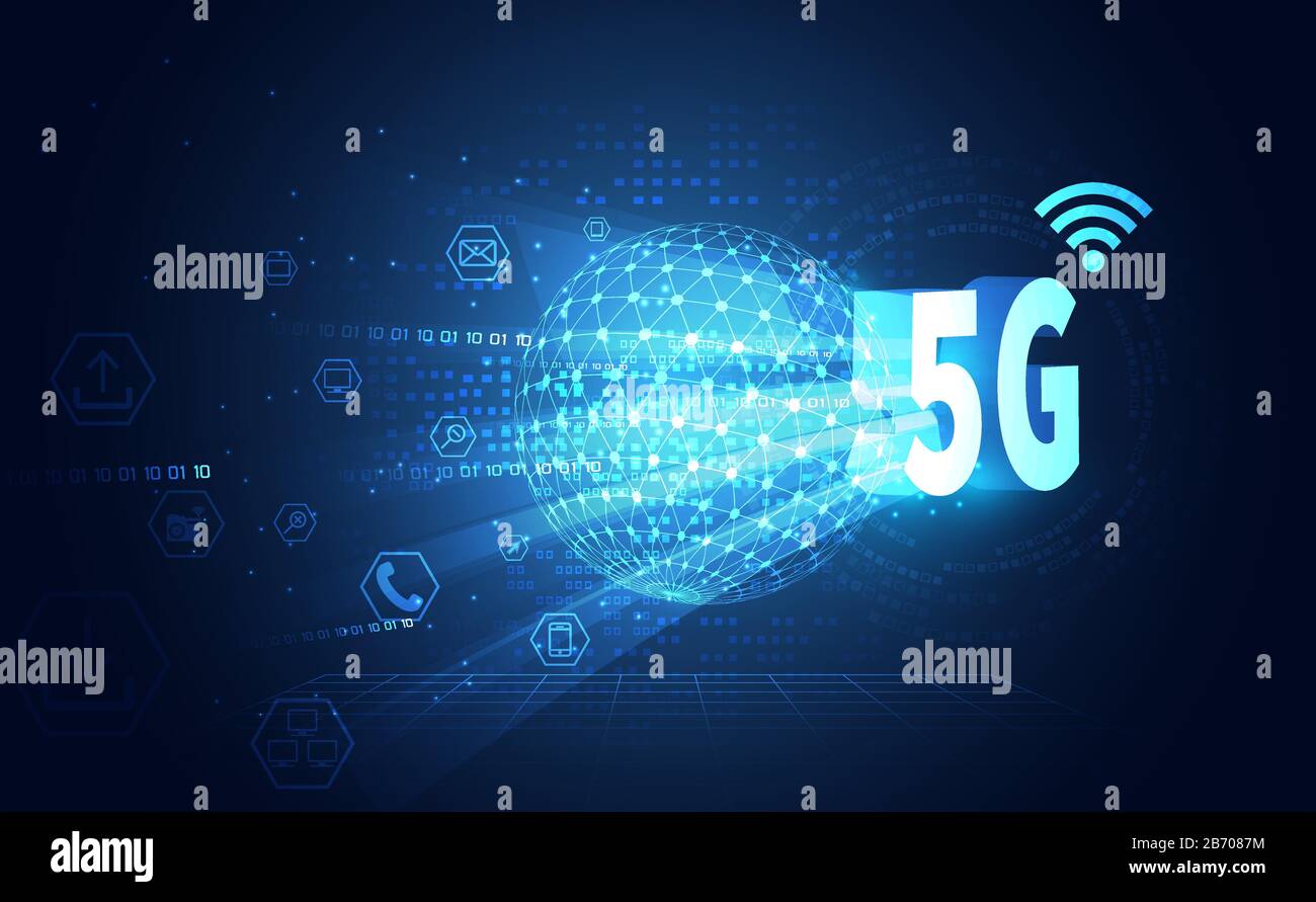 5G wireless internet technology Concept background wifi communication ...