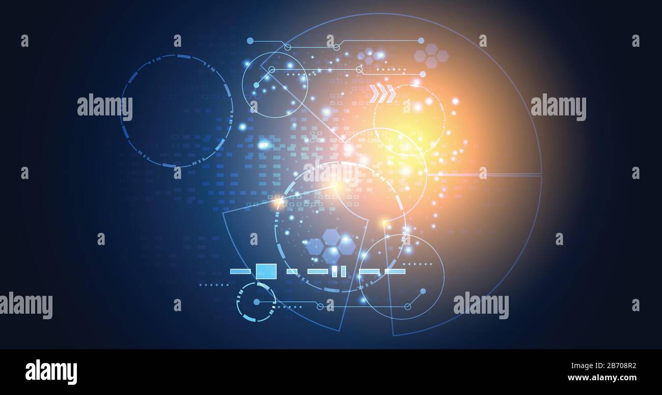 Modern Abstract technology concept communication circle digital on blue background. Stock Vector