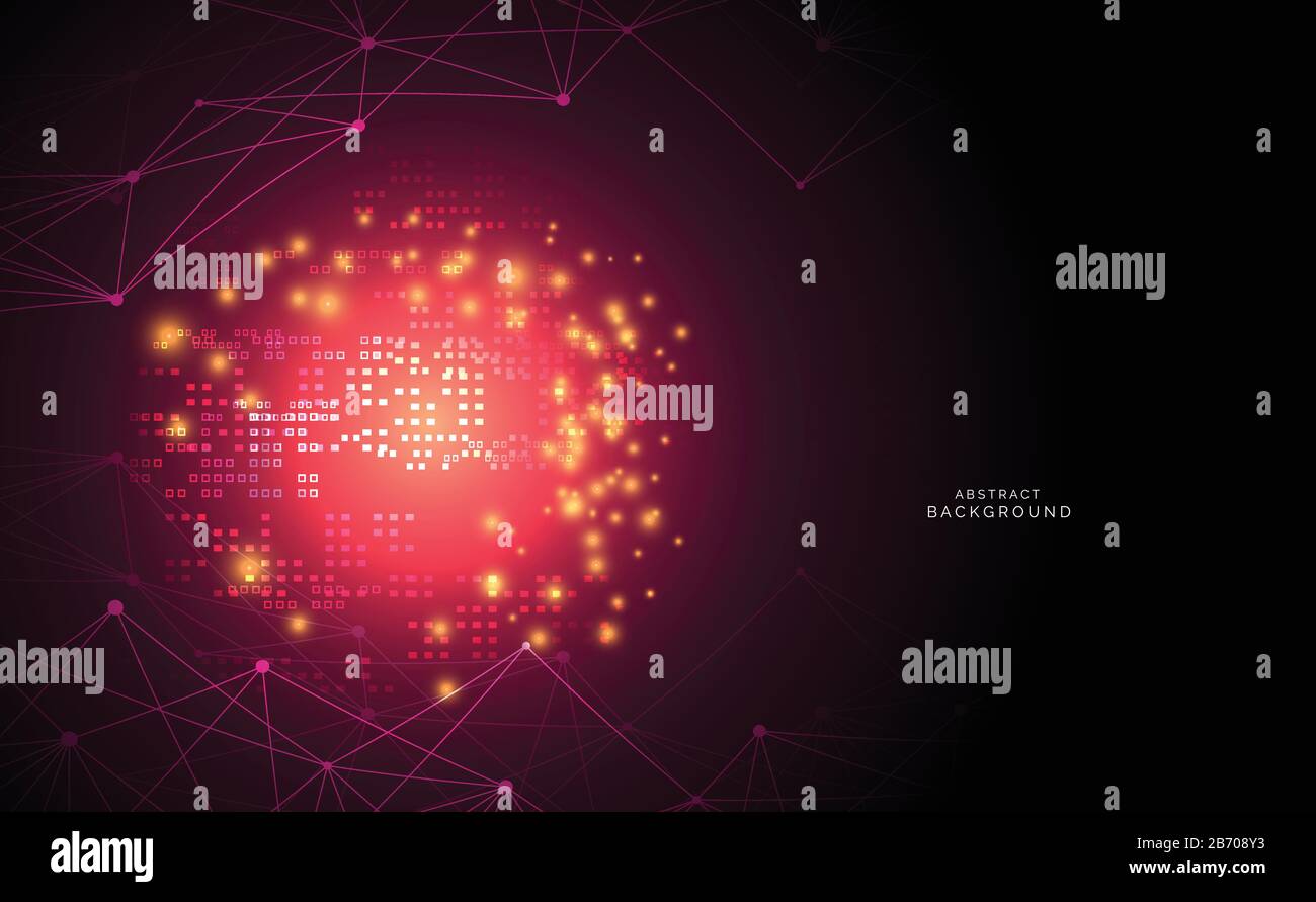 Abstract technology science background concept beautiful colorful connection digital geometric lines and dot communication connect on hi tech future d Stock Vector