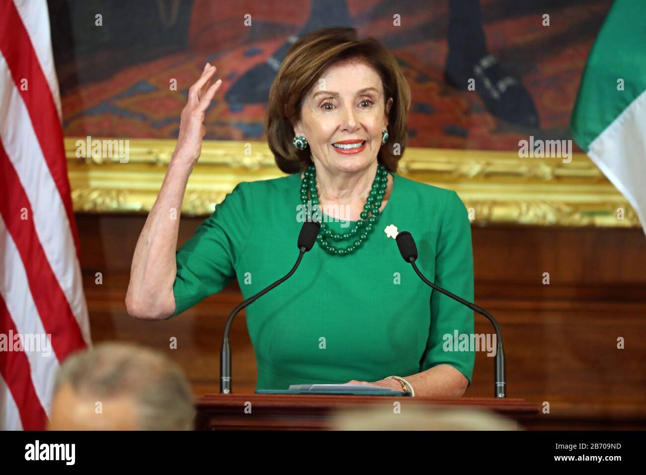Nancy Pelosi, speaker of the United States House of Representatives, hosts the Speaker???s luncheon on Capitol Hill in Washington DC during the Taoiseach's visit to the US. Stock Photo