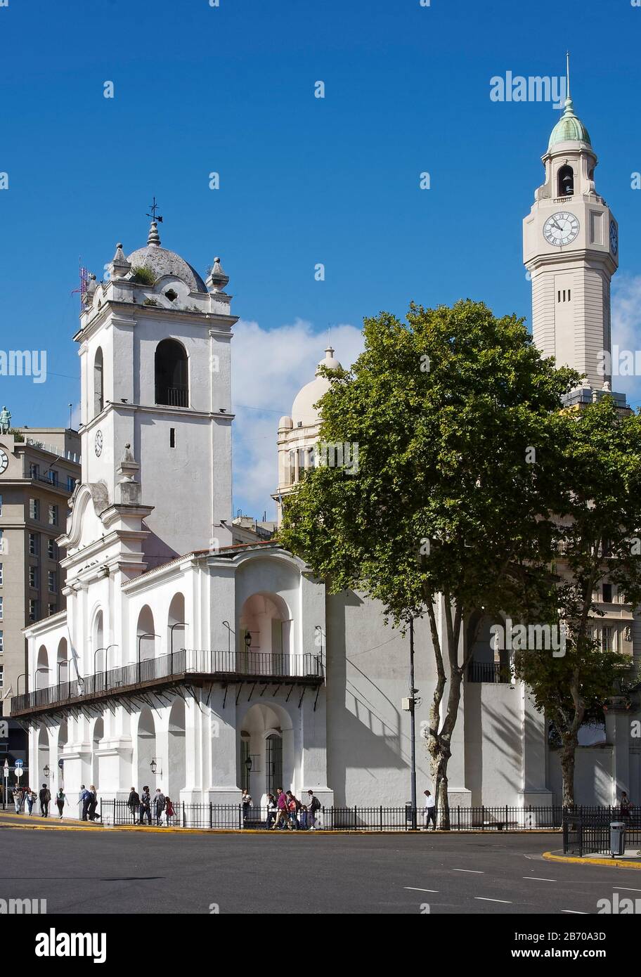 Plaza de Mayo; city square; Cabildo of Buenos Aires; Museo Historico Nacional del Calbido; 1812, museum; old building, arches, South America; Buenos A Stock Photo