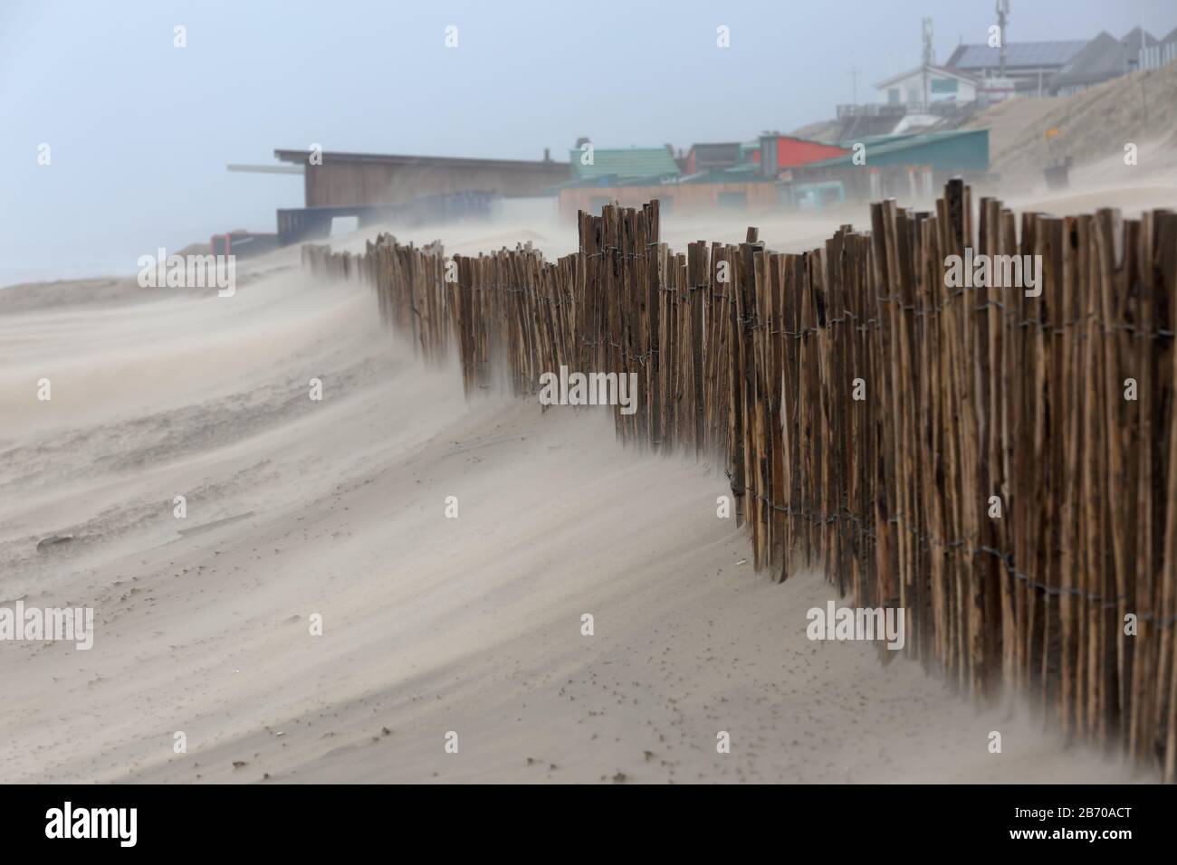 heavy storm day at the beach of Bloemendaal aan Zee, Netherlands Stock Photo