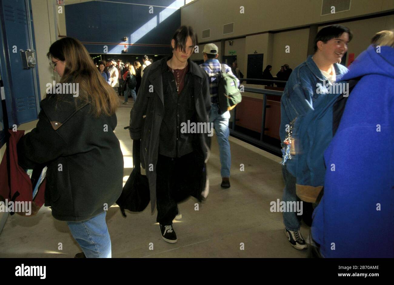 Austin, Texas USA Students in hall between classes at Bowie High