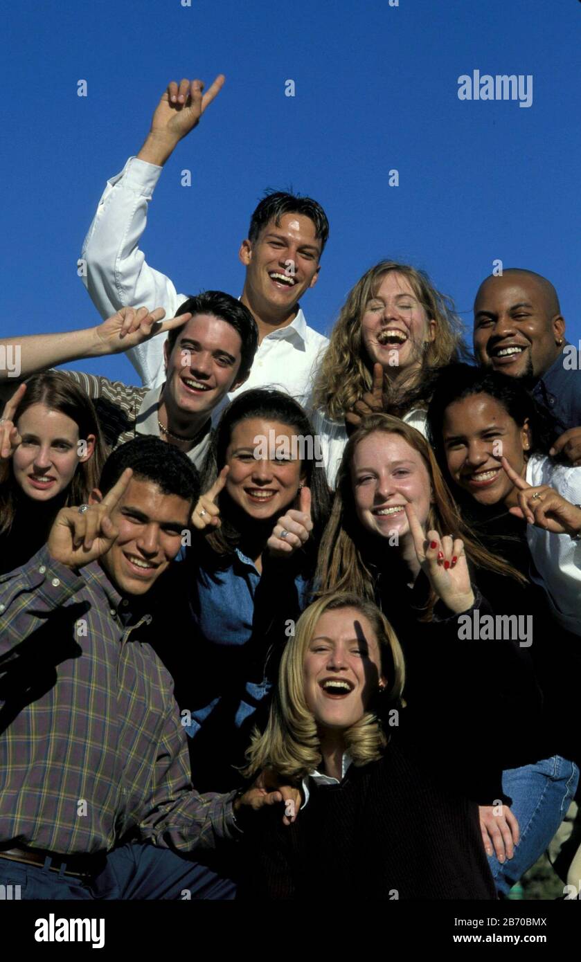 Austin Texas USA, 1998: Racial and ethnic mix of teens at political rally. ©Bob Daemmrich Stock Photo